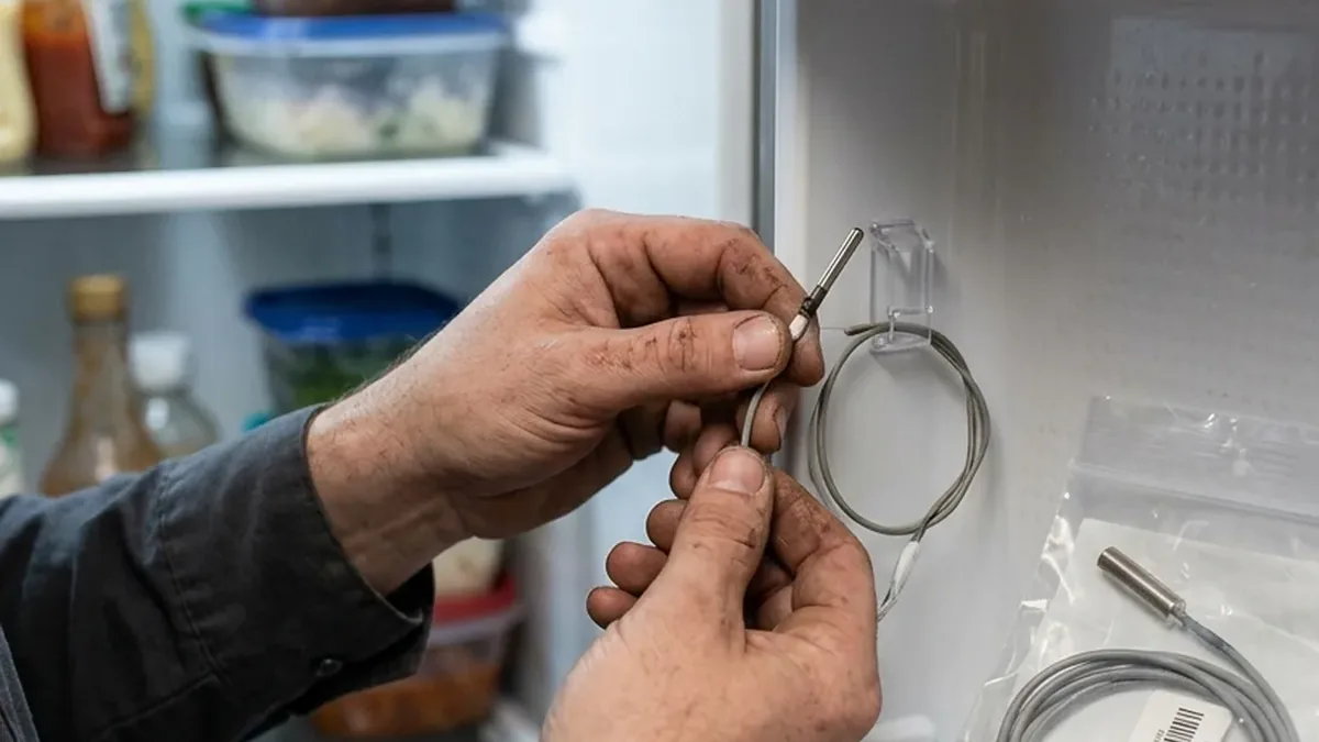 Technician checking a temperature sensor from a Sub-Zero refrigerator that freezes food in McDowell Mountain Ranch